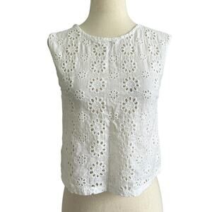 Necessary Clothing White Eyelet Crop Top Women's  Size XS | 41-17-2